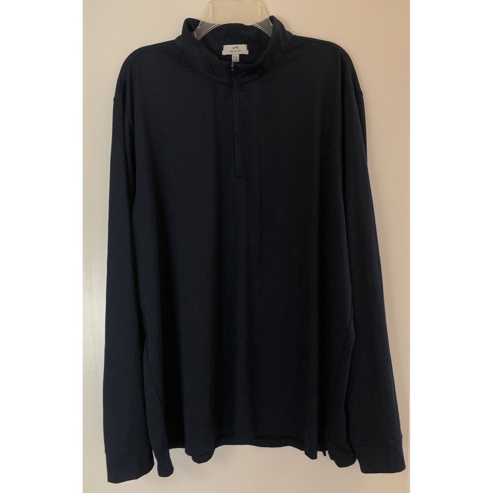 Sun Day Red Lightweight 1/4 Zip Mock Neck Long Sleeve Pullover Navy Men's XXL